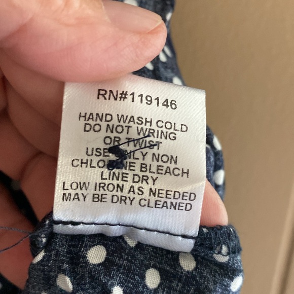 Ladies size medium black button down shirt with pocket dots - Picture 4 of 7